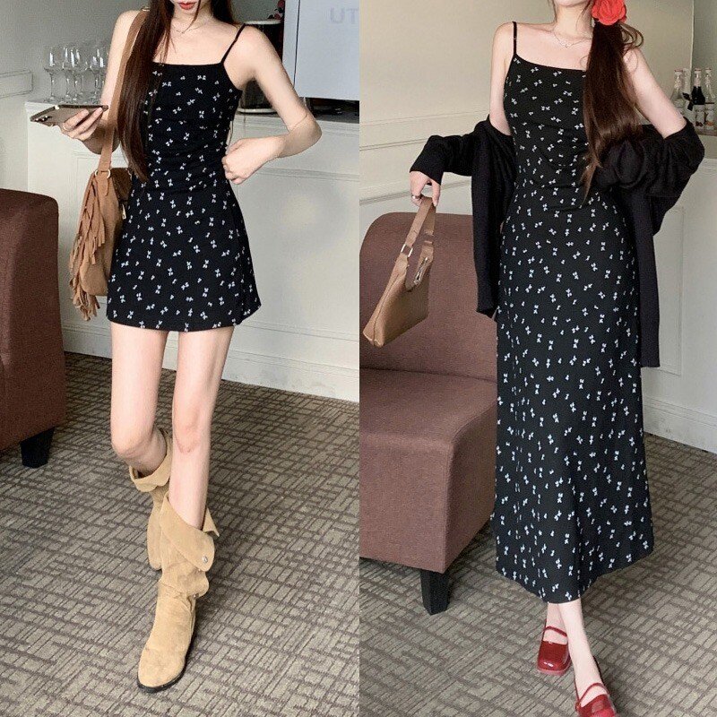 cammello 어깨끈조절 슬림핏 끈나시 원피스 미니 롱 기장선택