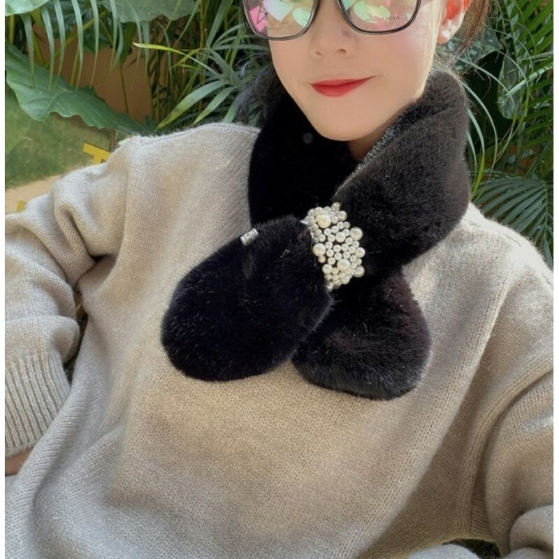 ﻿진주 알알이 퍼 목도리 머플러 페이크퍼 퍼목도리 털목도리