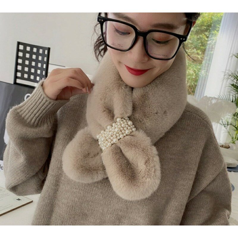 ﻿진주 알알이 퍼 목도리 머플러 페이크퍼 퍼목도리 털목도리