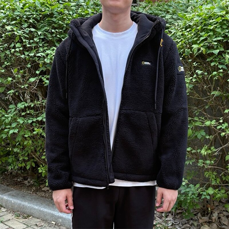 내셔널지오그래픽 코지플렉스 플리스 후드 집업 뽀글이 양털 점퍼  다용도 가방